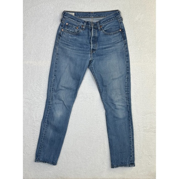 Levi's Denim - Levi's Premium 501 S Skinny Blue Jeans Women size W28 L30 Medium Wash Button Fly